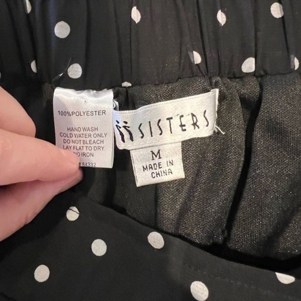 Black and white polka dot shear wide leg pants - Picture 5 of 6